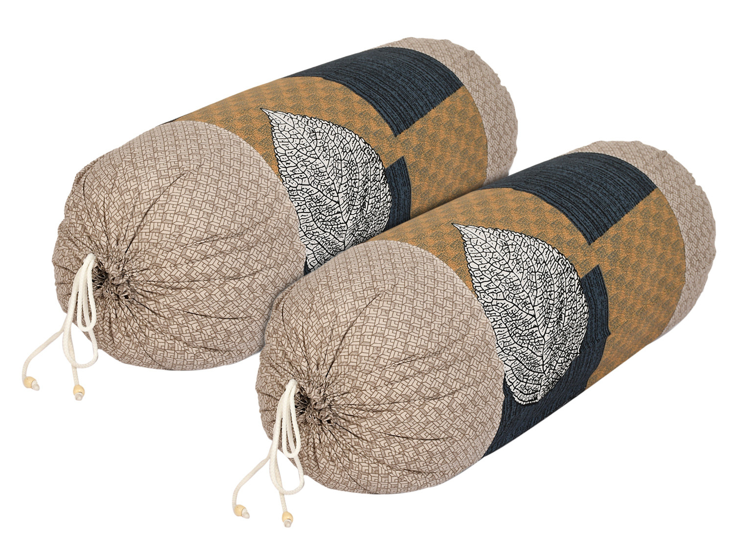 Kuber Industries Leaf Print Soft & Luxurious Decorative Cotton Bolster Cover 16