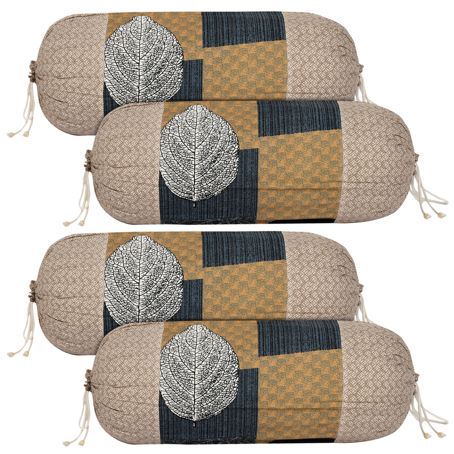 Kuber Industries Leaf Print Soft & Luxurious Decorative Cotton Bolster Cover 16