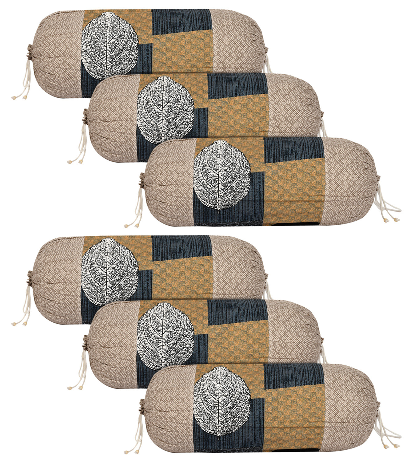 Kuber Industries Leaf Print Soft & Luxurious Decorative Cotton Bolster Cover 16