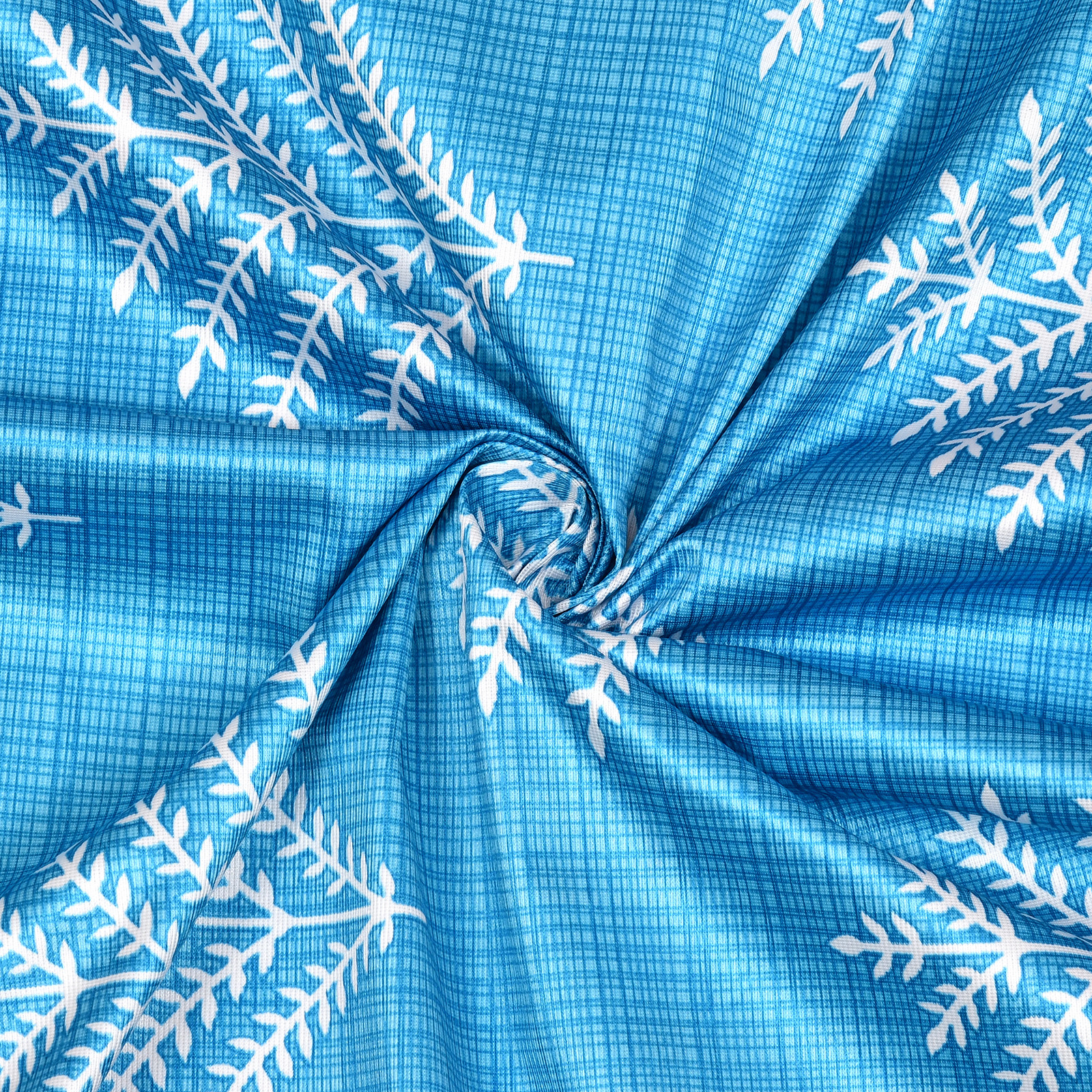 Kuber Industries Leaf Printed 7 Feet Door Curtain For Living Room, Bed Room, Kids Room With 8 Eyelet (Blue)-HS43KUBMART25589