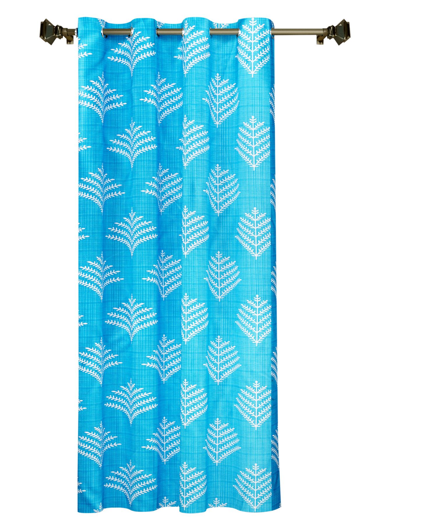 Kuber Industries Leaf Printed 7 Feet Door Curtain For Living Room, Bed Room, Kids Room With 8 Eyelet (Blue)-HS43KUBMART25589