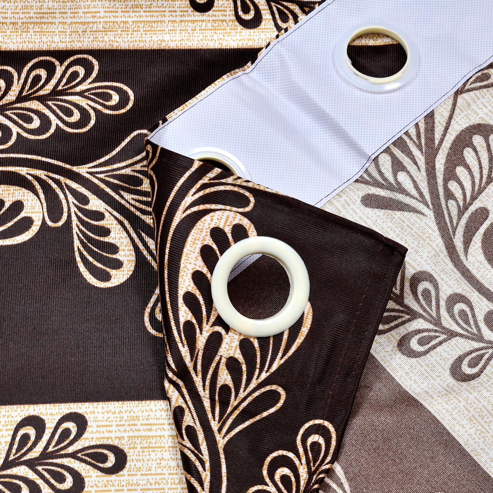 Kuber Industries Leaf Printed 7 Feet Door Curtain For Living Room, Bed Room, Kids Room With 8 Eyelet (Brown)-HS43KUBMART25597