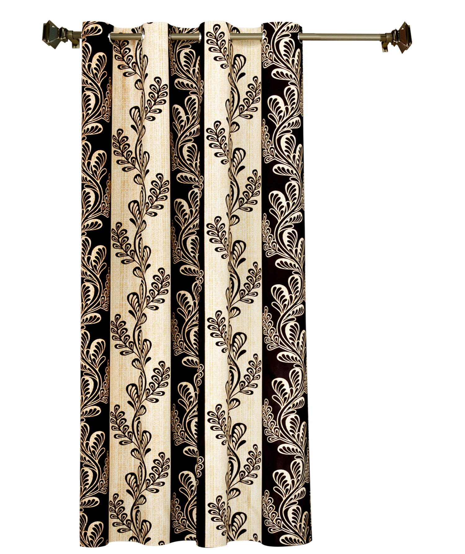 Kuber Industries Leaf Printed 7 Feet Door Curtain For Living Room, Bed Room, Kids Room With 8 Eyelet (Brown)-HS43KUBMART25597