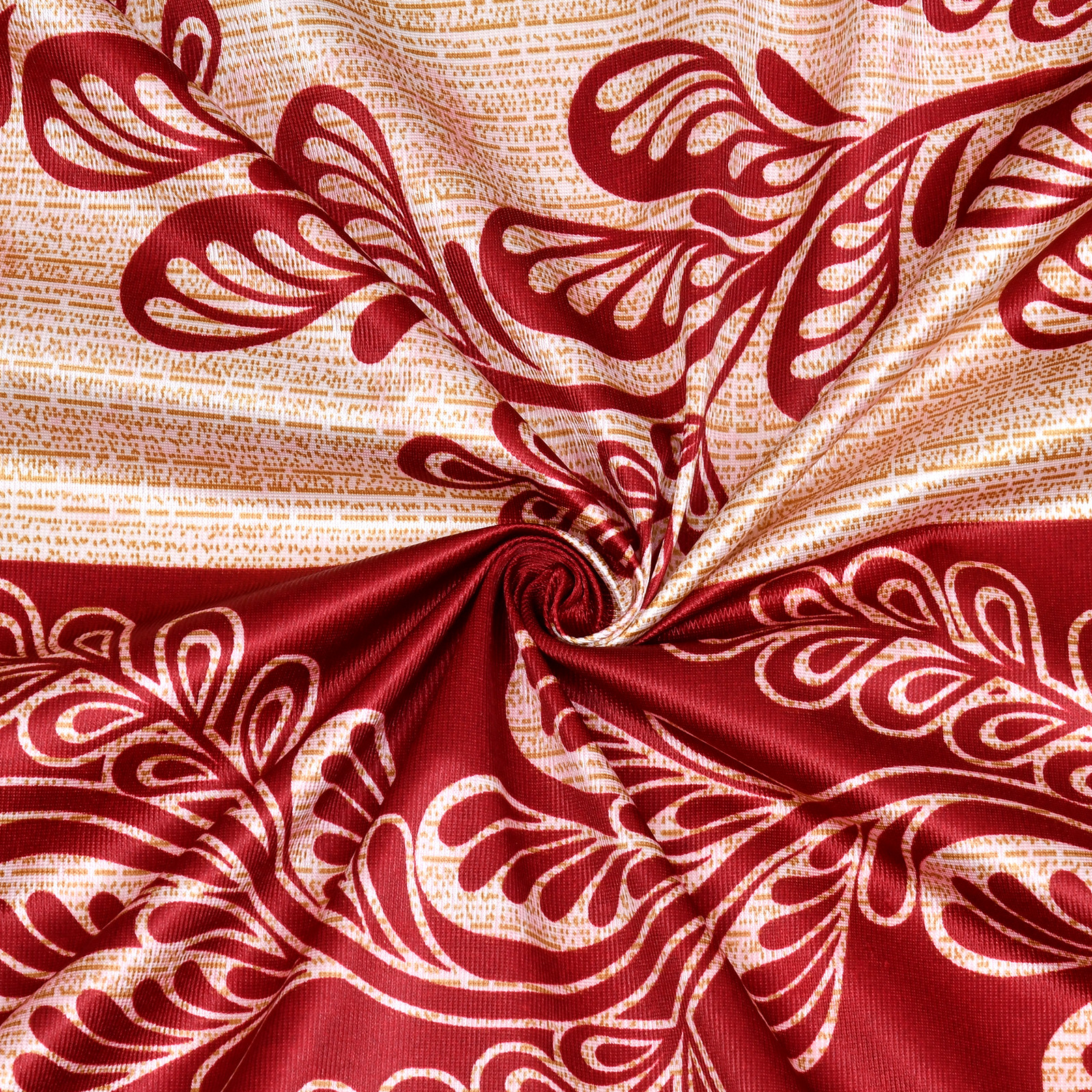 Kuber Industries Leaf Printed 7 Feet Door Curtain For Living Room, Bed Room, Kids Room With 8 Eyelet (Maroon)-HS43KUBMART25593