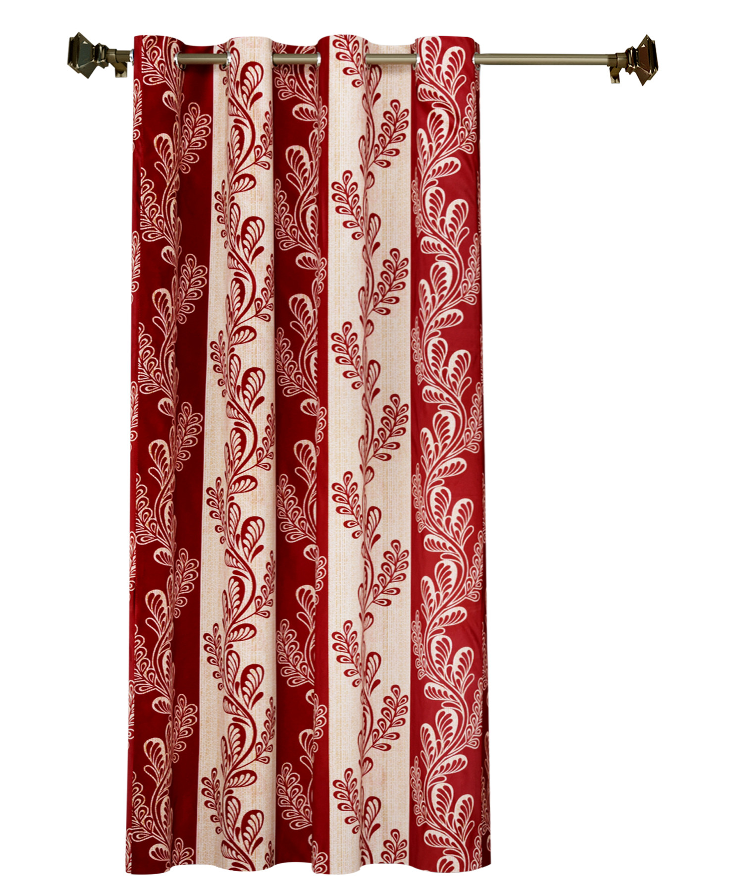 Kuber Industries Leaf Printed 7 Feet Door Curtain For Living Room, Bed Room, Kids Room With 8 Eyelet (Maroon)-HS43KUBMART25593