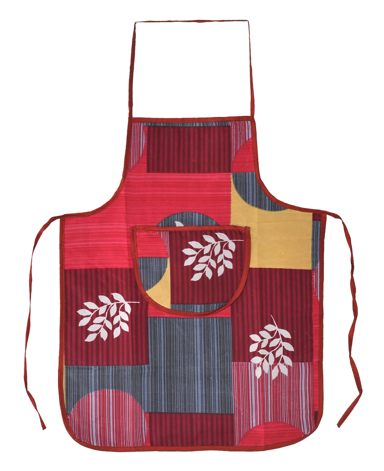 Kuber Industries Leaf Printed Apron with 1Front Pocket (Pink)