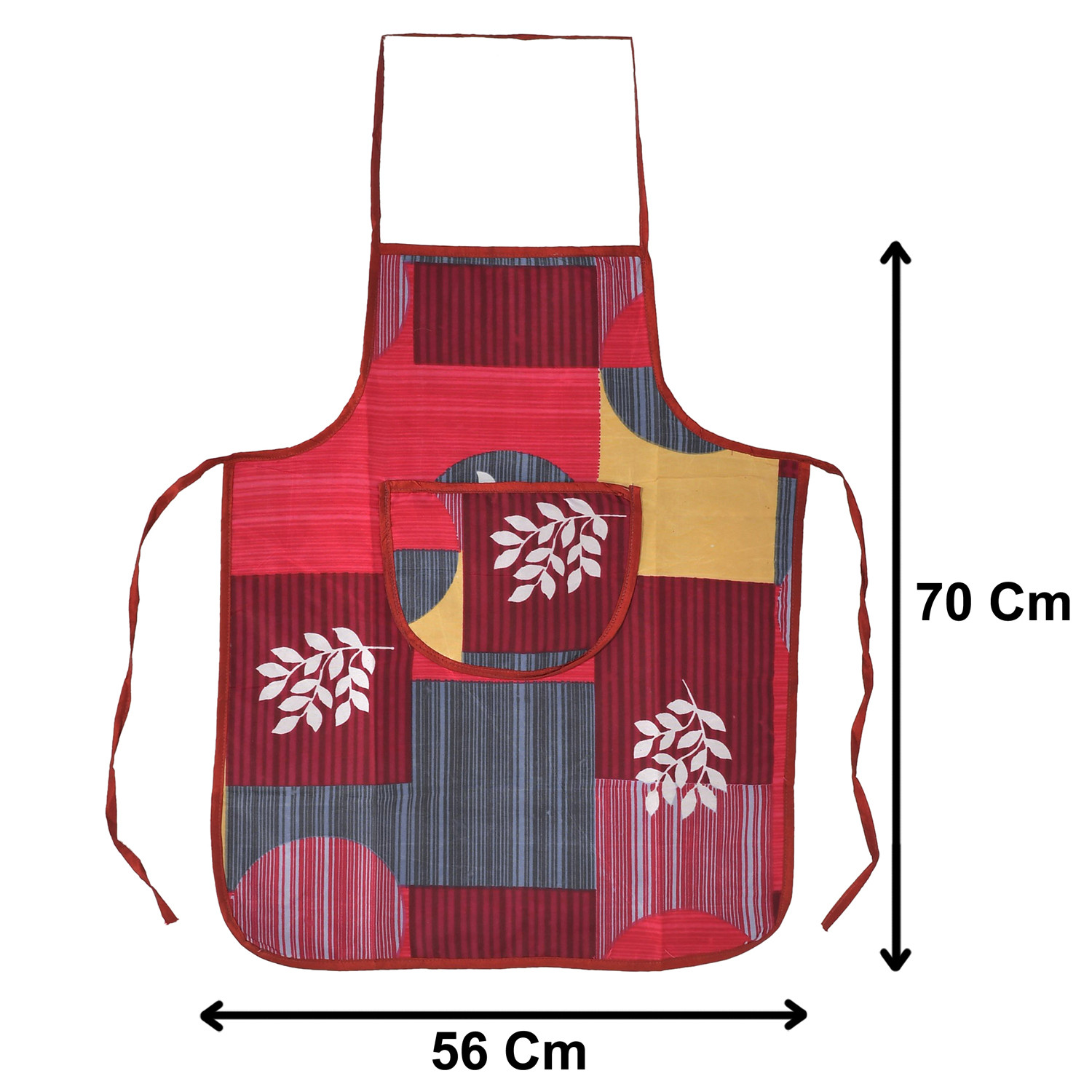 Kuber Industries Leaf Printed Apron with 1Front Pocket (Pink)