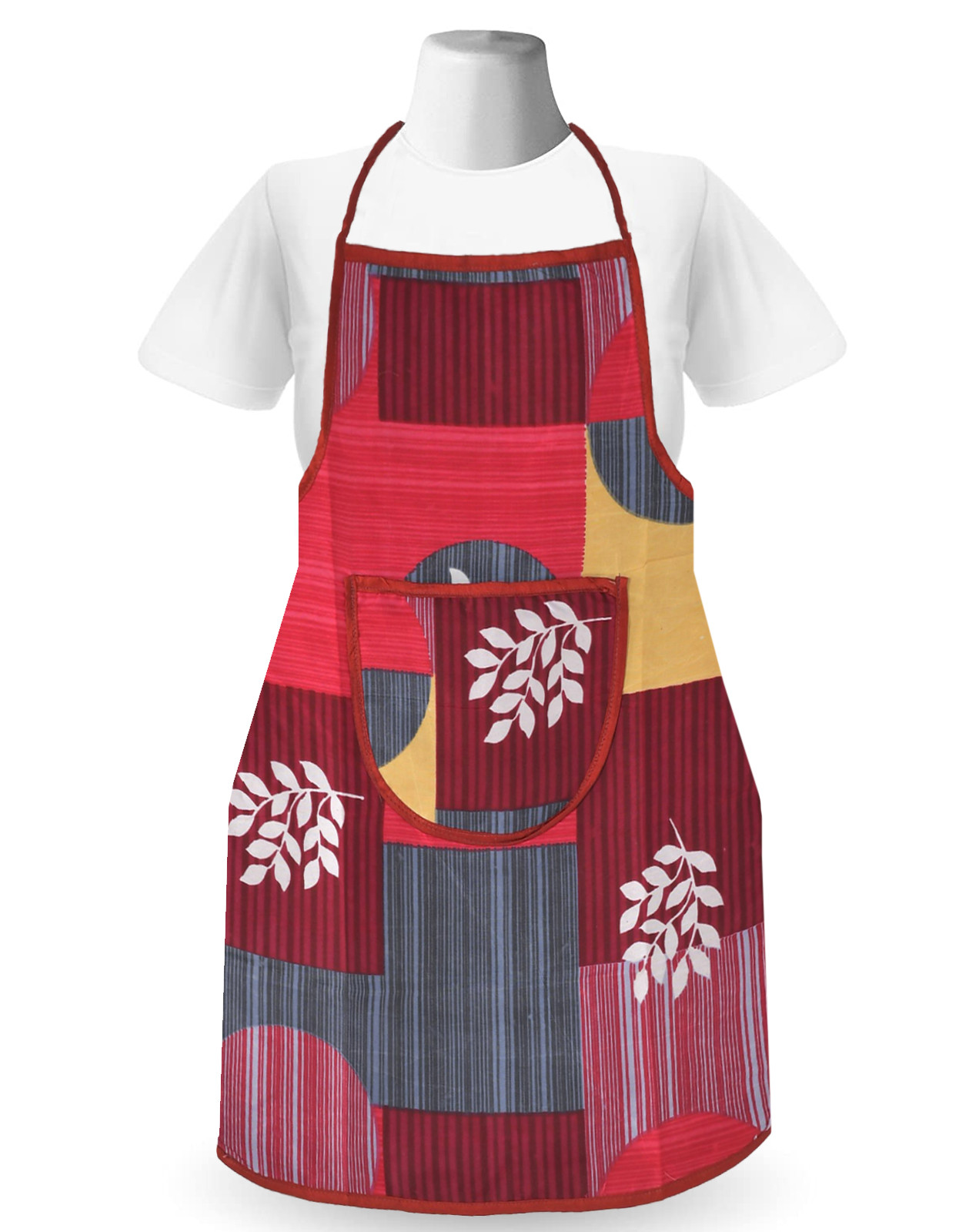 Kuber Industries Leaf Printed Apron with 1Front Pocket (Pink)