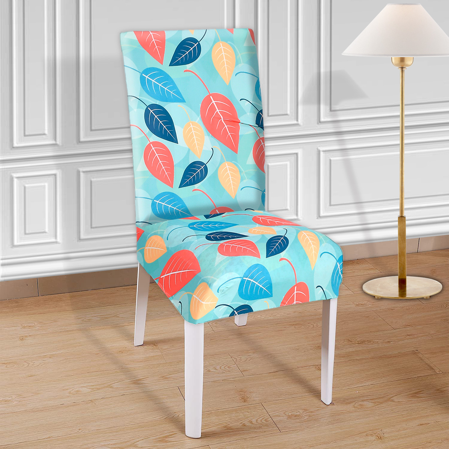 Kuber Industries Leaf Printed Elastic Stretchable Polyster Chair Cover For Home, Office, Hotels, Wedding Banquet (Multicolor)