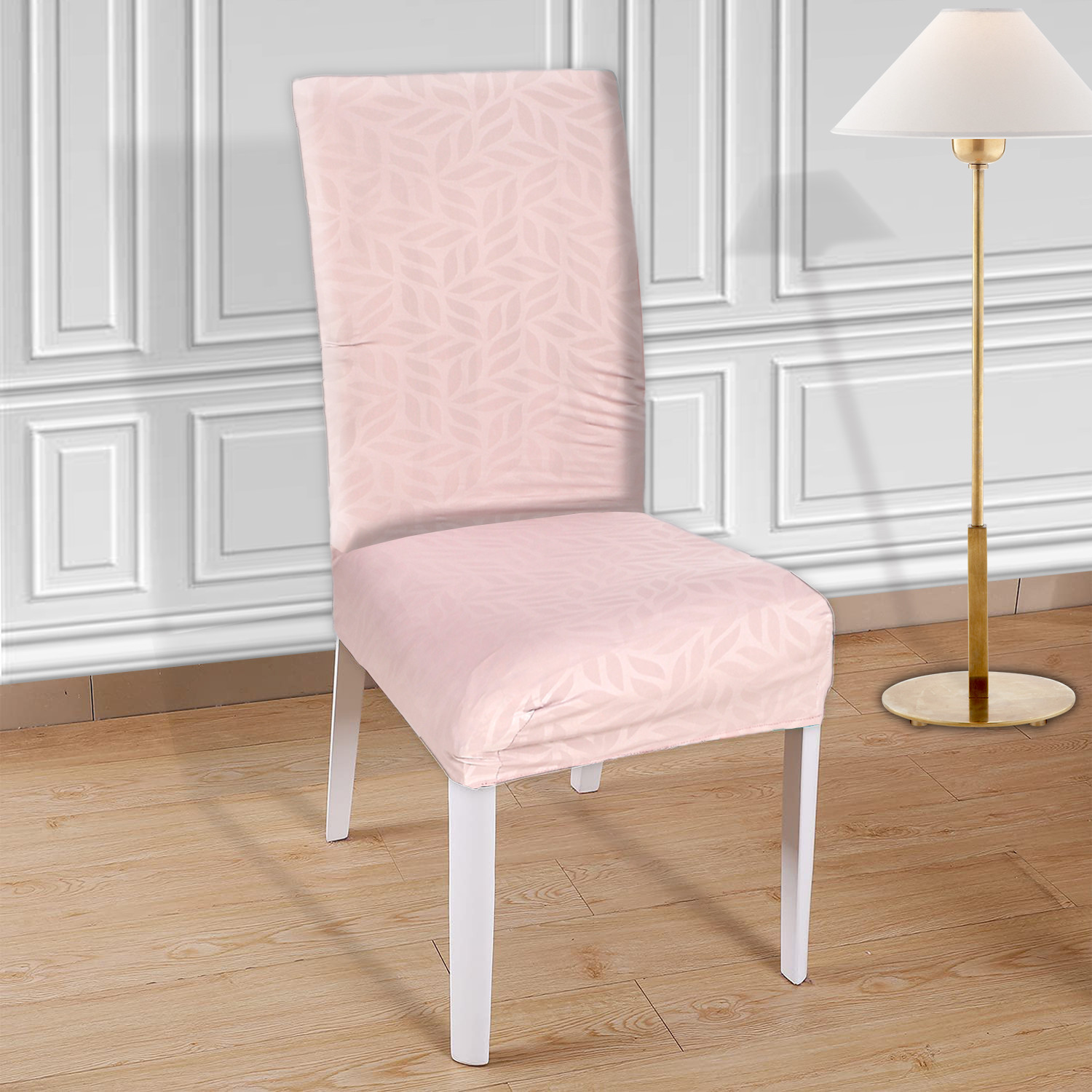 Kuber Industries Leaf Printed Elastic Stretchable Polyster Chair Cover For Home, Office, Hotels, Wedding Banquet (Pink)