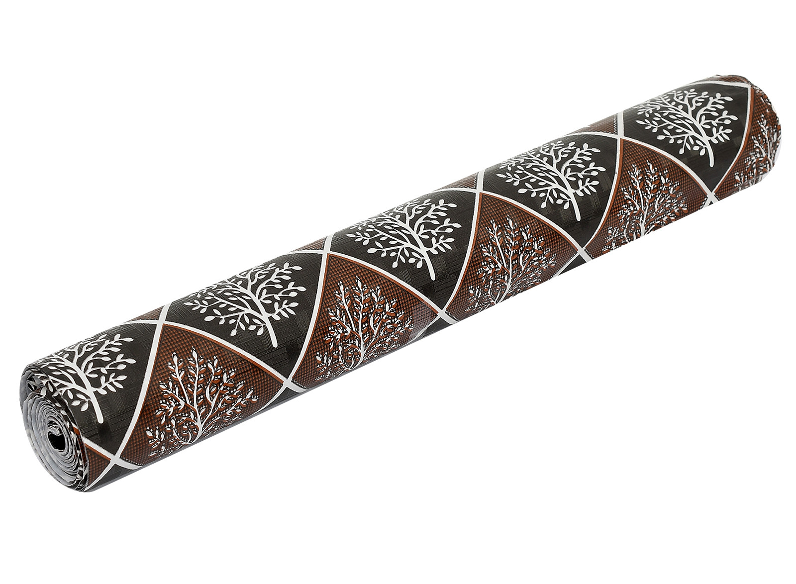 Kuber Industries Leaf Printed PVC Anti Slip Skid Shelf Mat, 5 Mtr (Brown & Black)