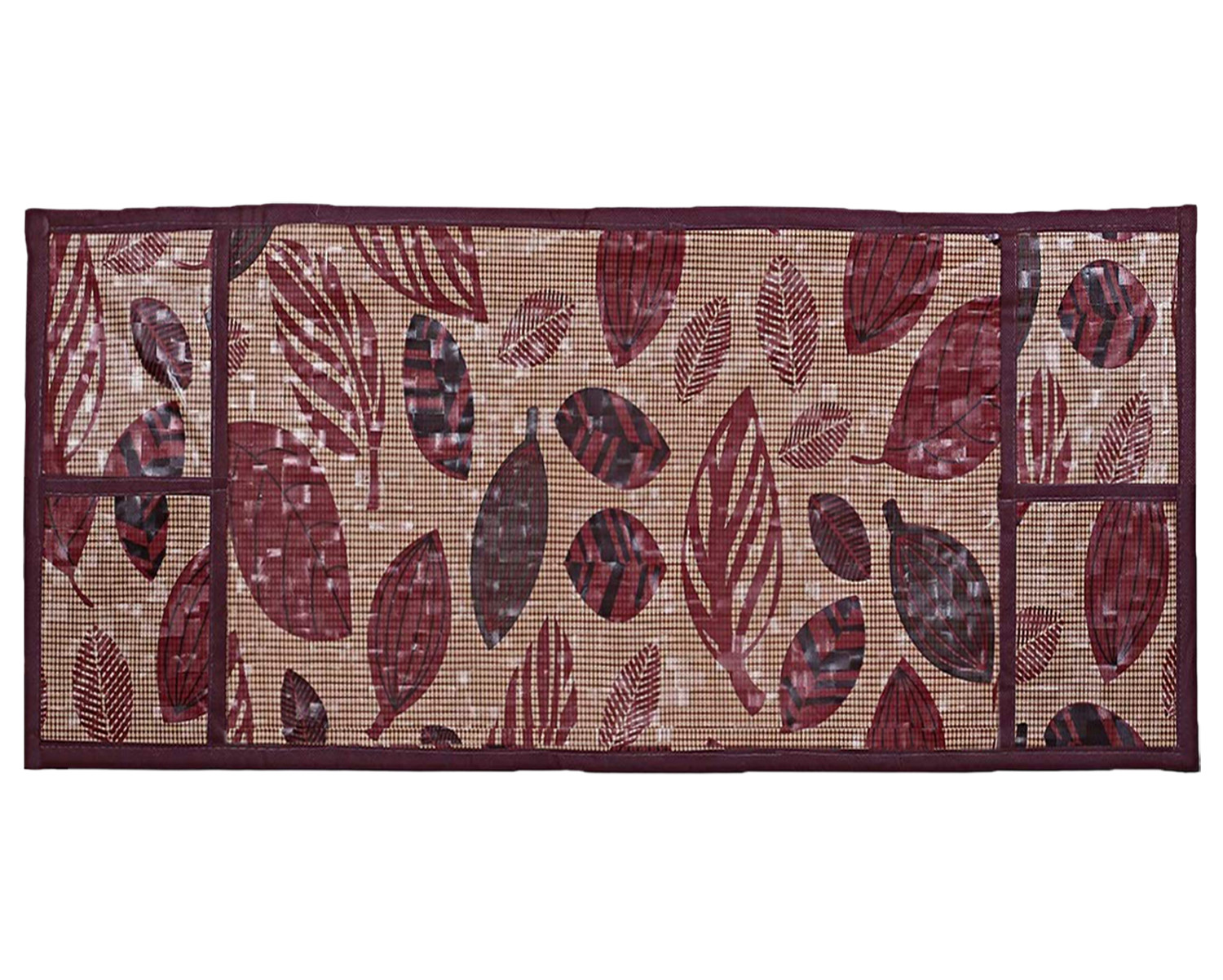 Kuber Industries Leaf Printed PVC Decorative Microwave Oven Top Cover With 4 Utility Pockets (Maroon)