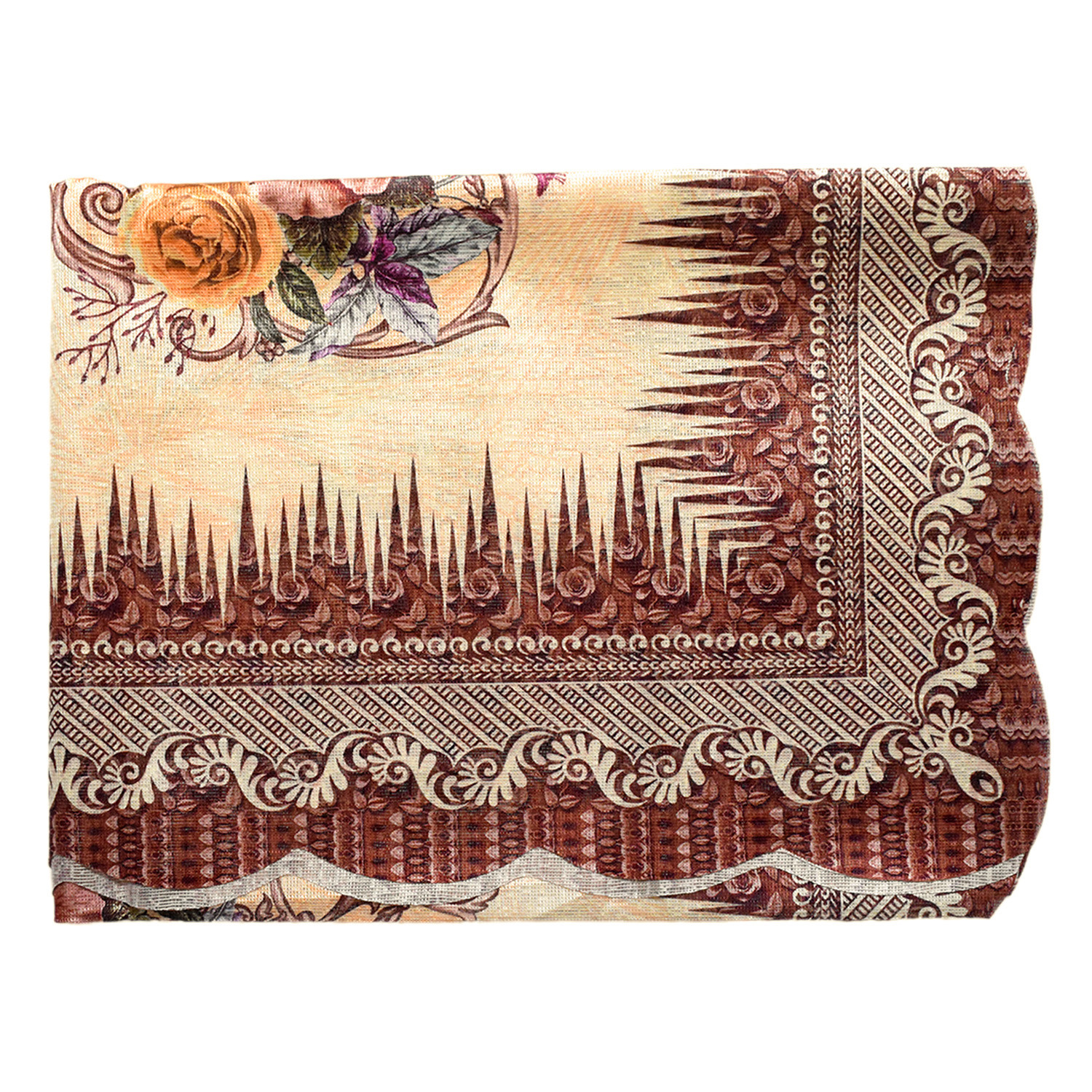 Kuber Industries Leaf Printed Soft Cotton 4 Seater Center Table Cover- 40