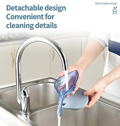 Kuber Industries Leaf Shaped Soap Dish Holder|Self Draining Soap Dish Suction Holder|Soap Tray/Holder/Case for Shower, Bathroom, Kitchen I Designer Soap Tray