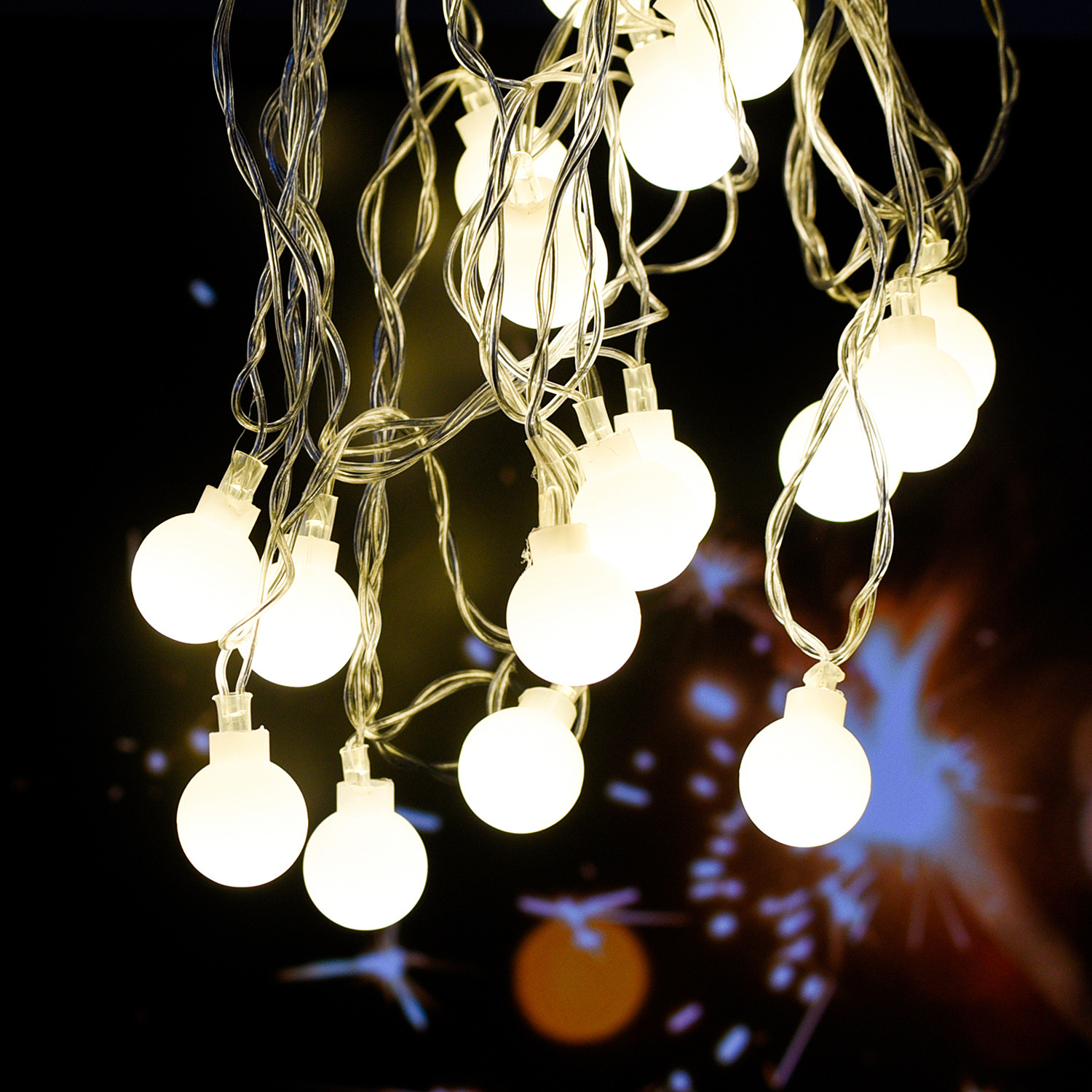 Kuber Industries LED String Light | 20 Ball LED String Lights | Light for Christmas | Light for Weddings | Ball Light | Lights for Home Decoration | White