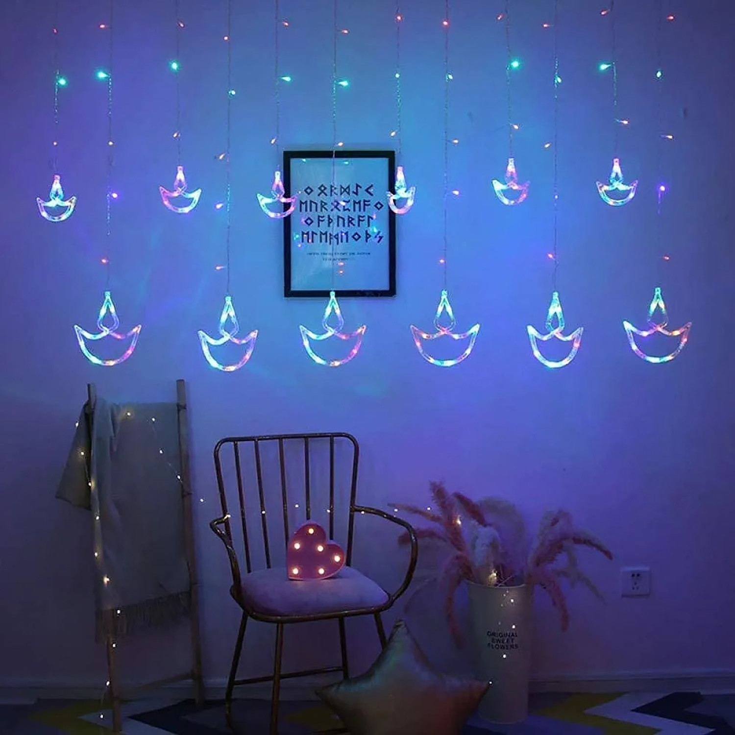 Kuber Industries LED String Light | 5 Big & 5 Small Diya LED String Lights | Light for Christmas | Light for Weddings | Star Light | Lights for Home Decoration | Multi