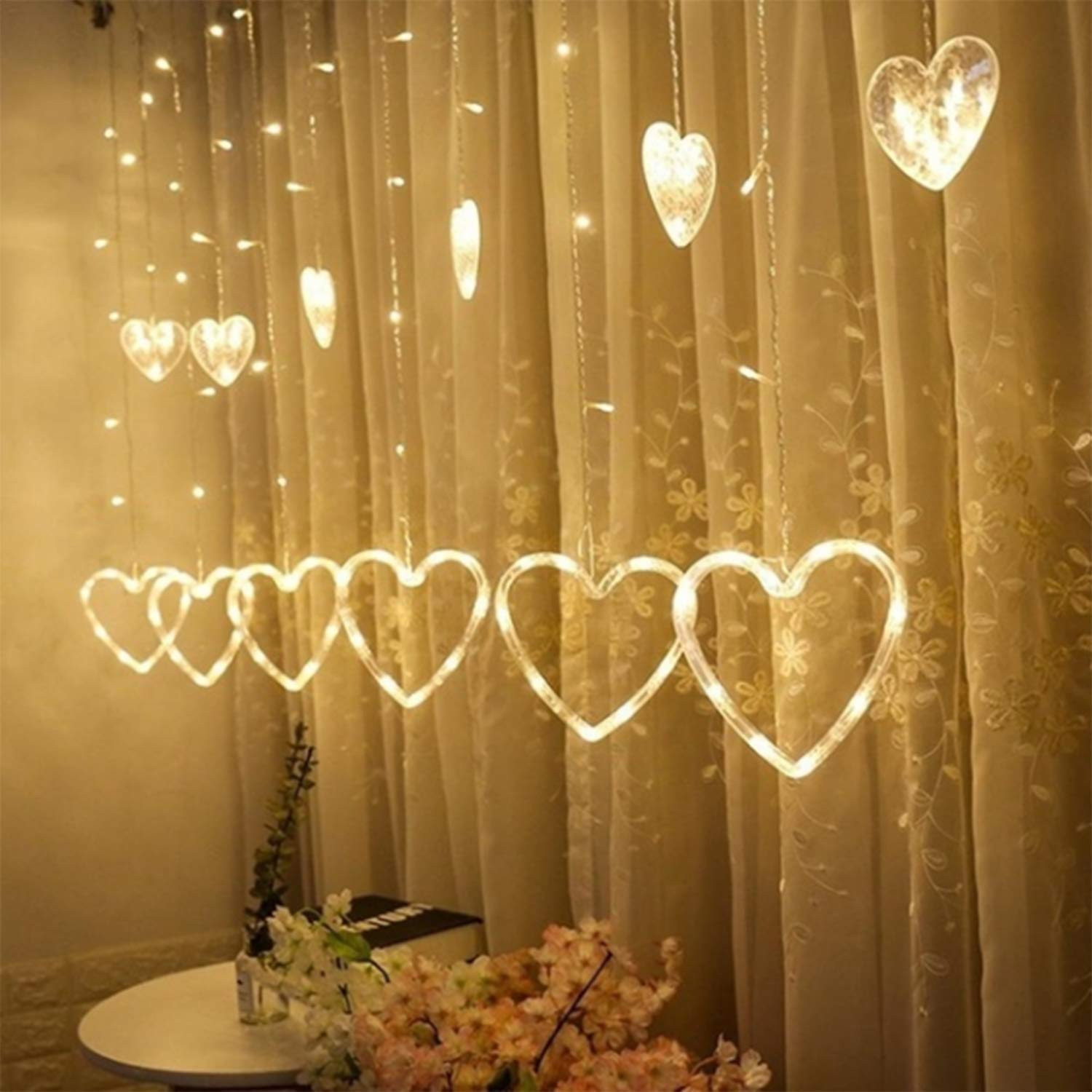 Kuber Industries LED String Light | 5 Heart & 5 Star LED String Lights | Light for Christmas | Light for Weddings | Star Light | Lights for Home Decoration | Warm White