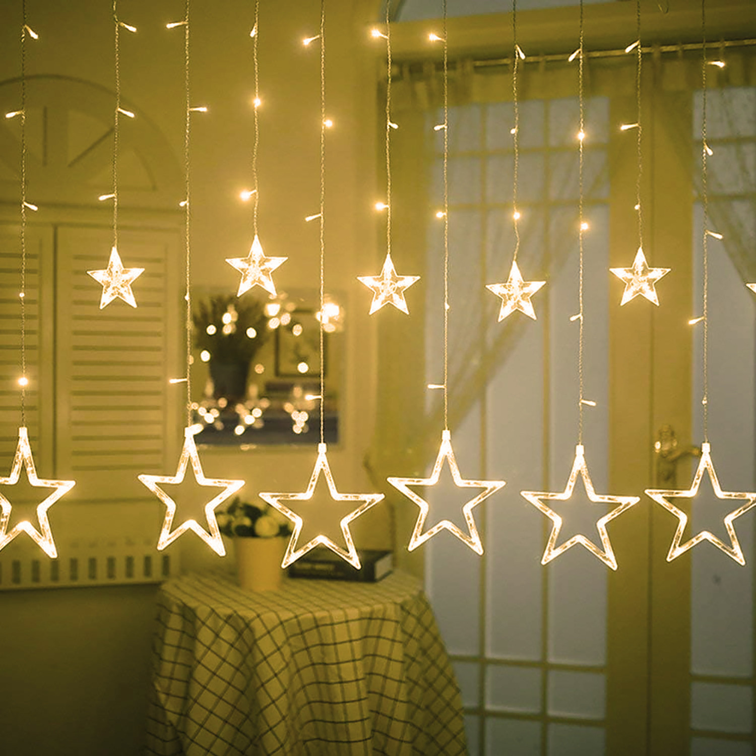 Kuber Industries LED String Light | 6 Big & 6 Small LED String Lights | Light for Christmas | Light for Weddings | Star Light | Lights for Home Decoration | Warm White