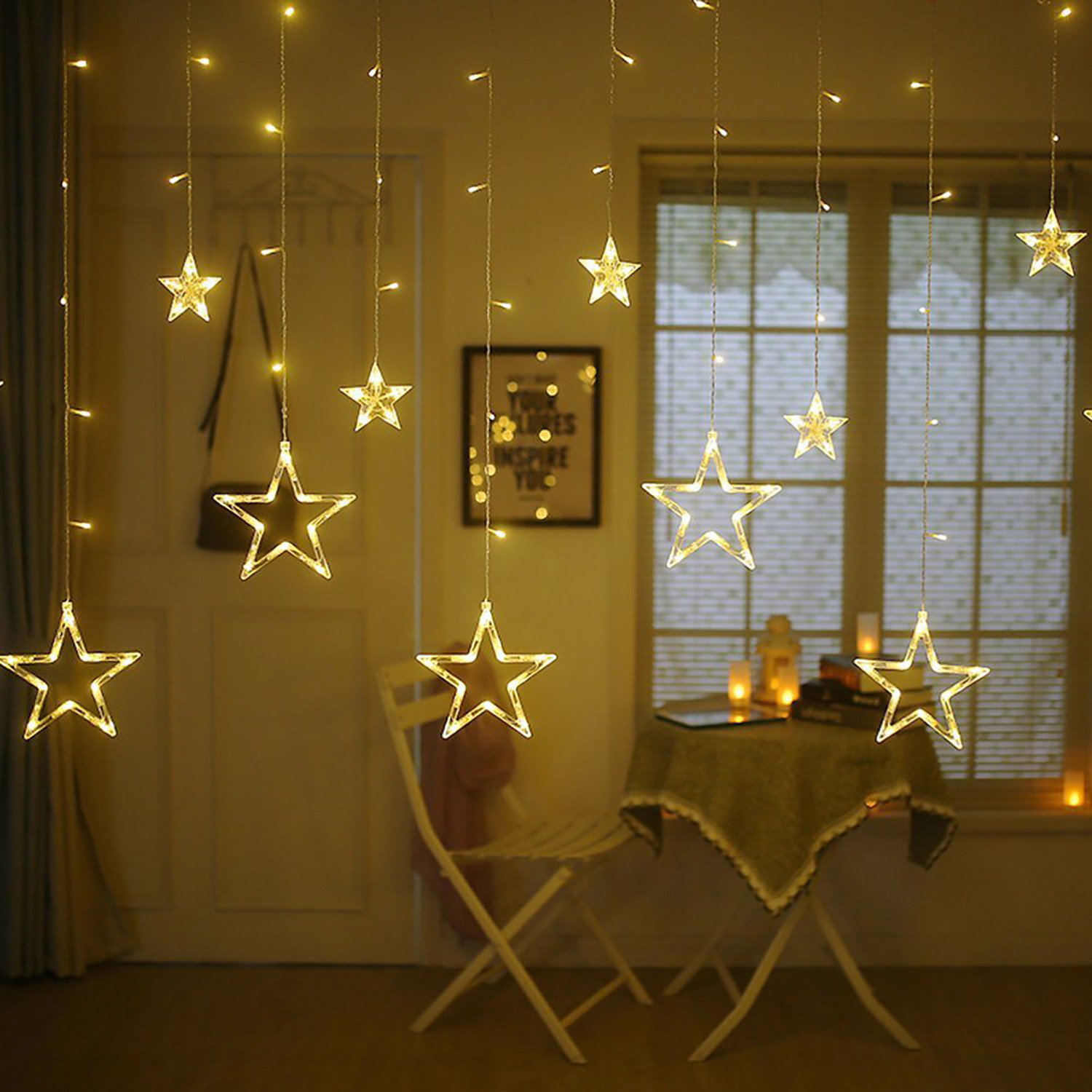 Kuber Industries LED String Light | 6 Big & 6 Small LED String Lights | Light for Christmas | Light for Weddings | Star Light | Lights for Home Decoration | Warm White