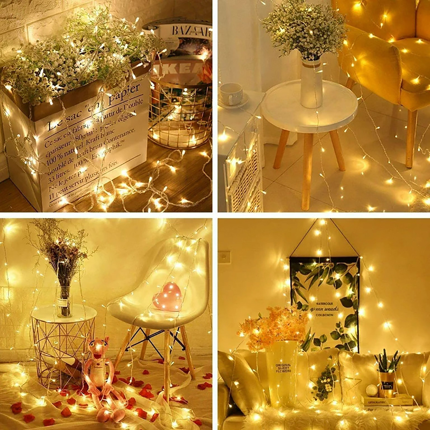 Kuber Industries LED String Lights | Diwali Rice Lights | Christmas Home Decoration Lights | Serial Bulbs String Lights | Lights for Décoration | 10 MTR | Warm White