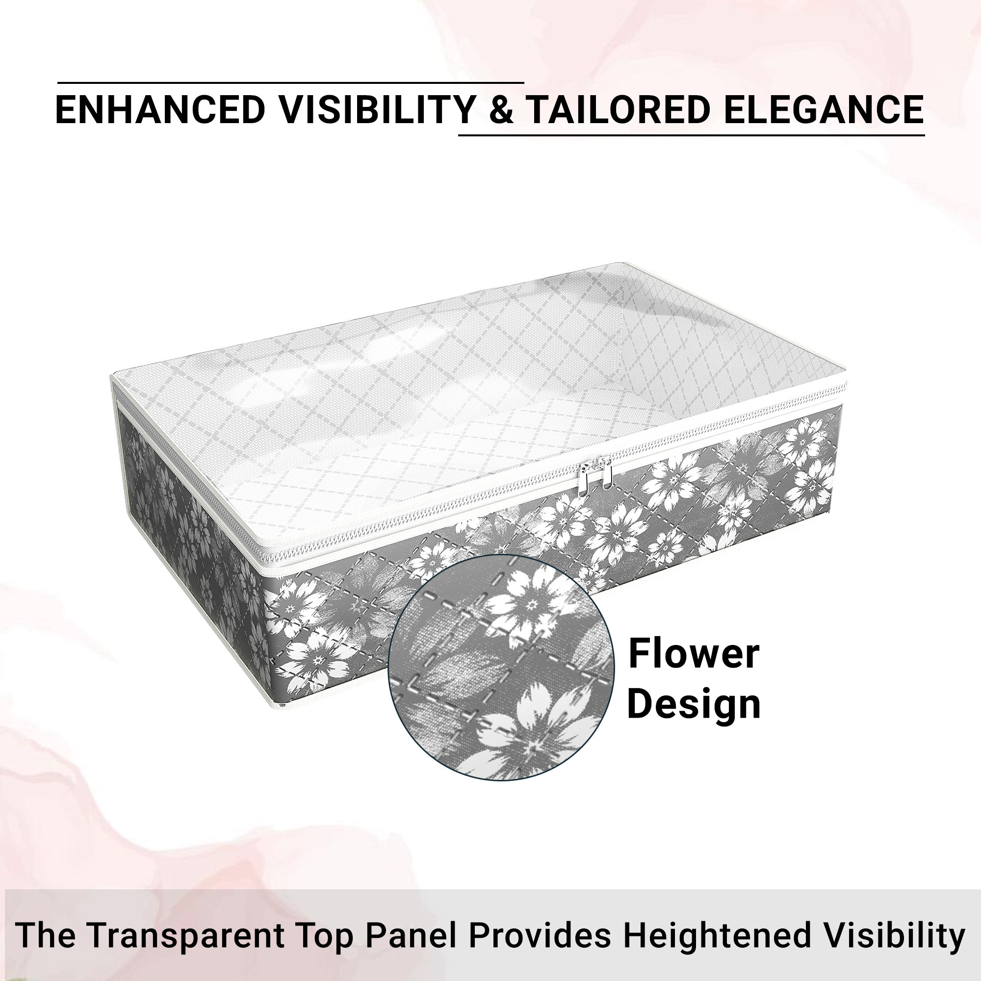 Kuber Industries Lehenga Storage Bag  Waterproof Gown Cover  Salwar Suit Storage Bag  Top Visible Window Base Cover  Woolen Cloth Bag  Cloth Storage Bag  Large  Gray