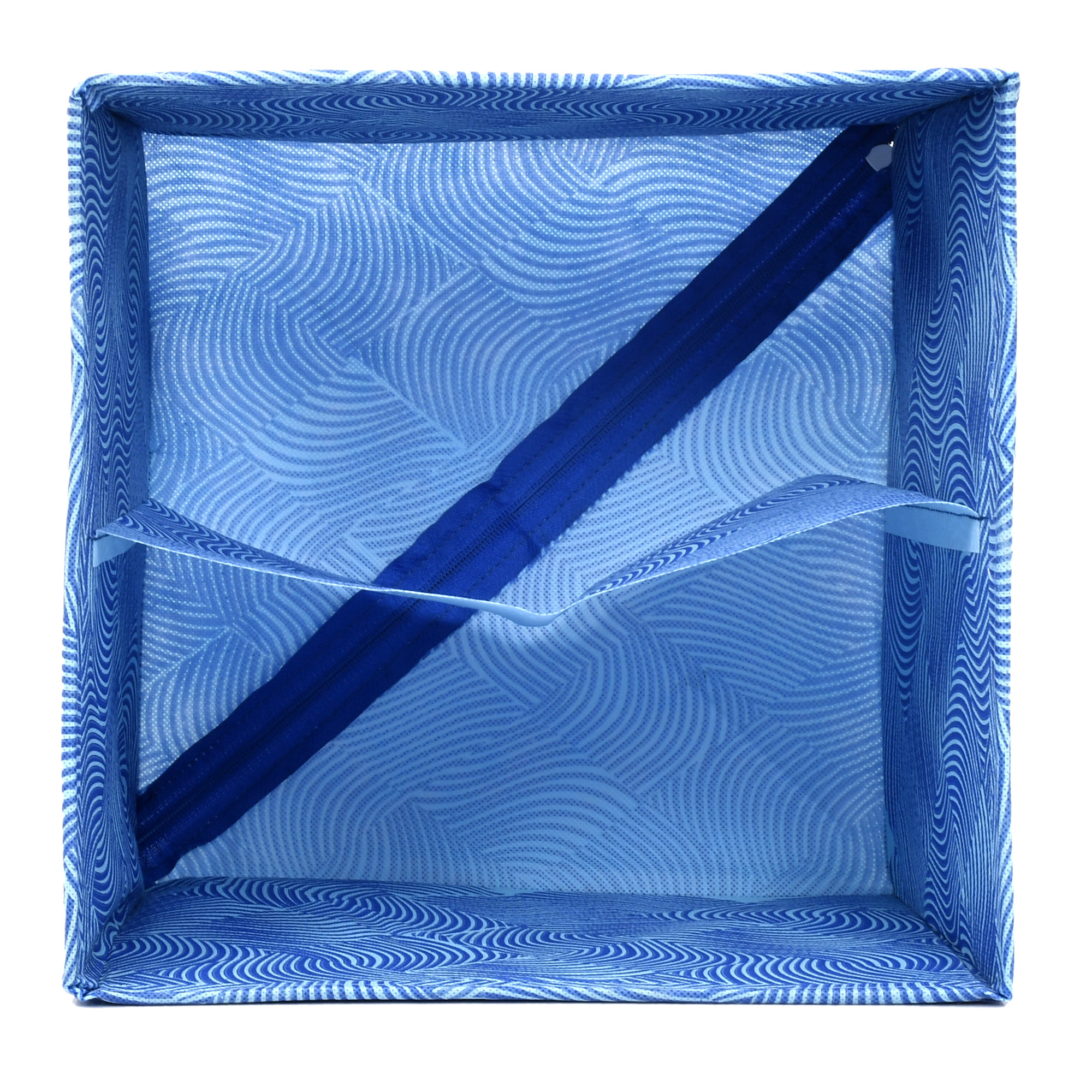 Kuber Industries Leheriya Print 2 Layer 3-Drawer Fabric Cube Foldable Storage Organizer Box, Dressing Organizer,Jewellery organizer (Set Of 2, Blue)-KUBMART2145