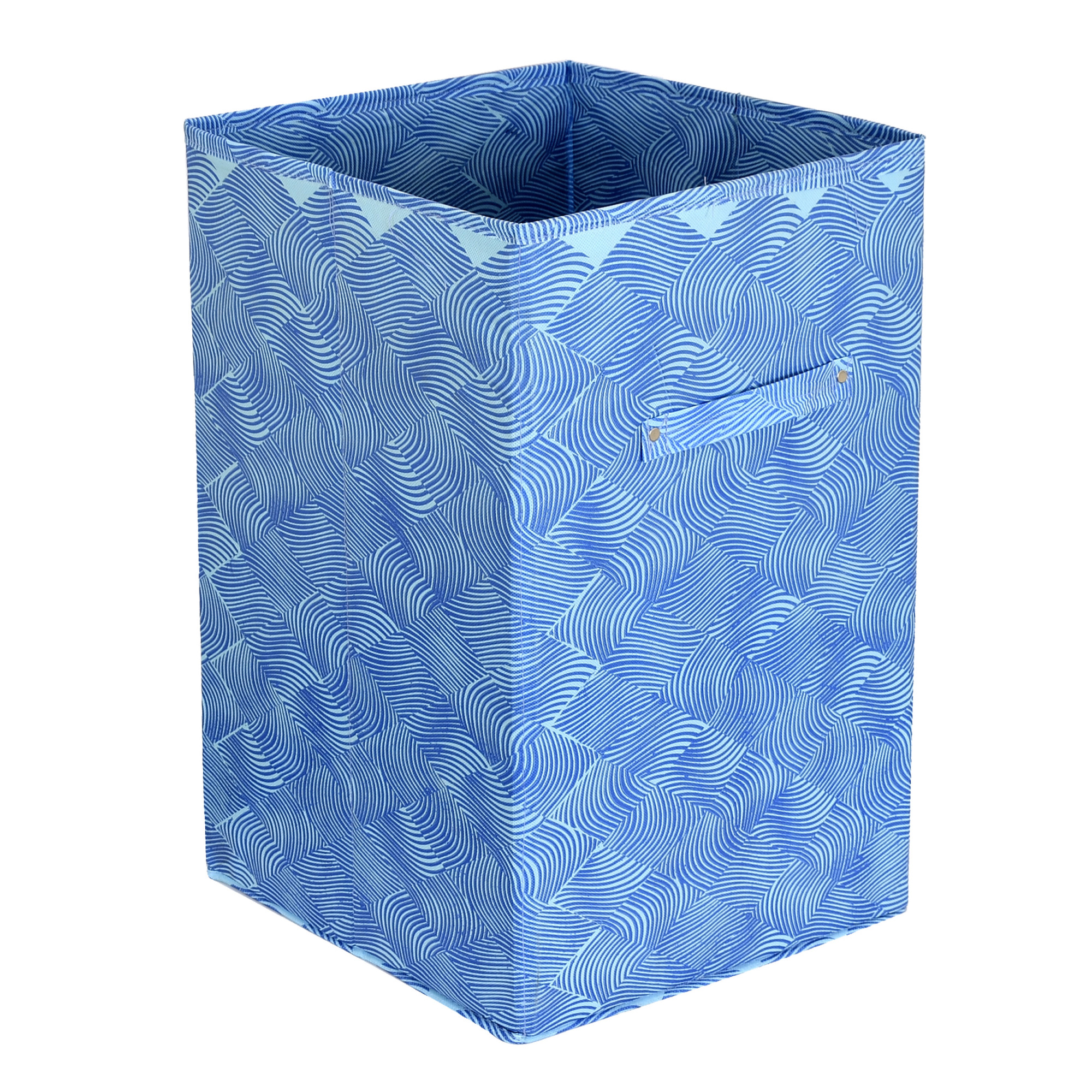 Kuber Industries Leheriya Print Non Woven Fabric Foldable Laundry Basket , Toy Storage Basket, Cloth Storage Basket With Handles (Blue)-KUBMART2079