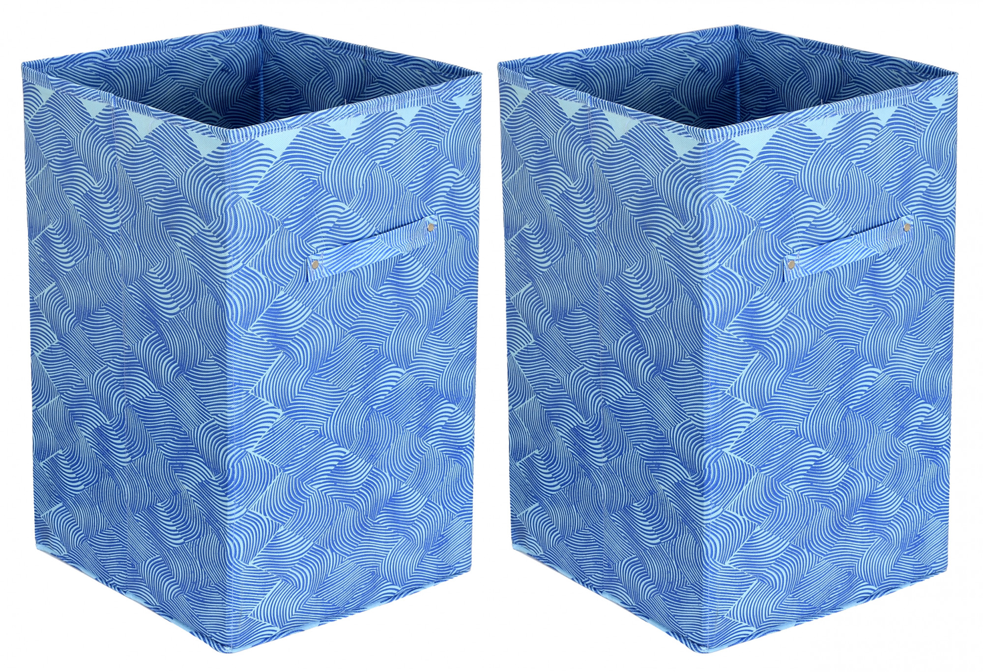 Kuber Industries Leheriya Print Non Woven Fabric Foldable Laundry Basket , Toy Storage Basket, Cloth Storage Basket With Handles (Blue)-KUBMART2079