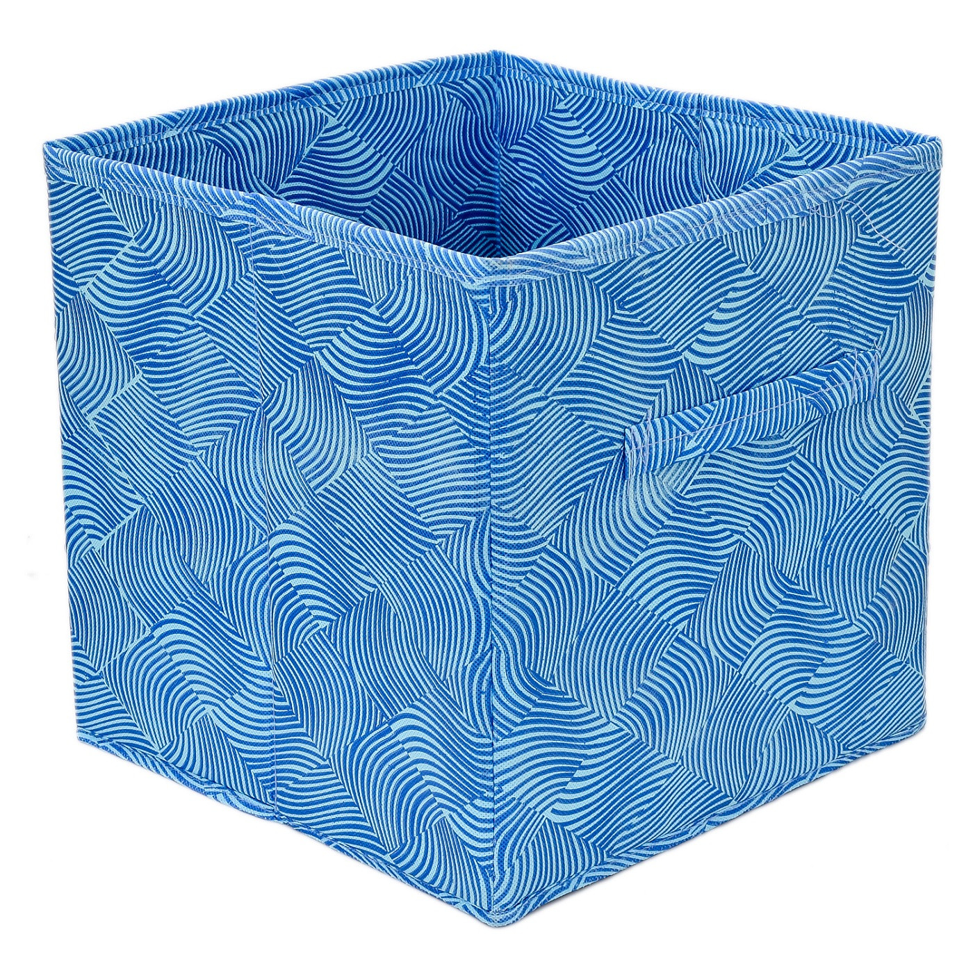 Kuber Industries Leheriya Print Non Woven Fabric Foldable Storage Cube Toy,Books,Shoes Storage Box With Handle,Extra Large (Blue)-KUBMART2089