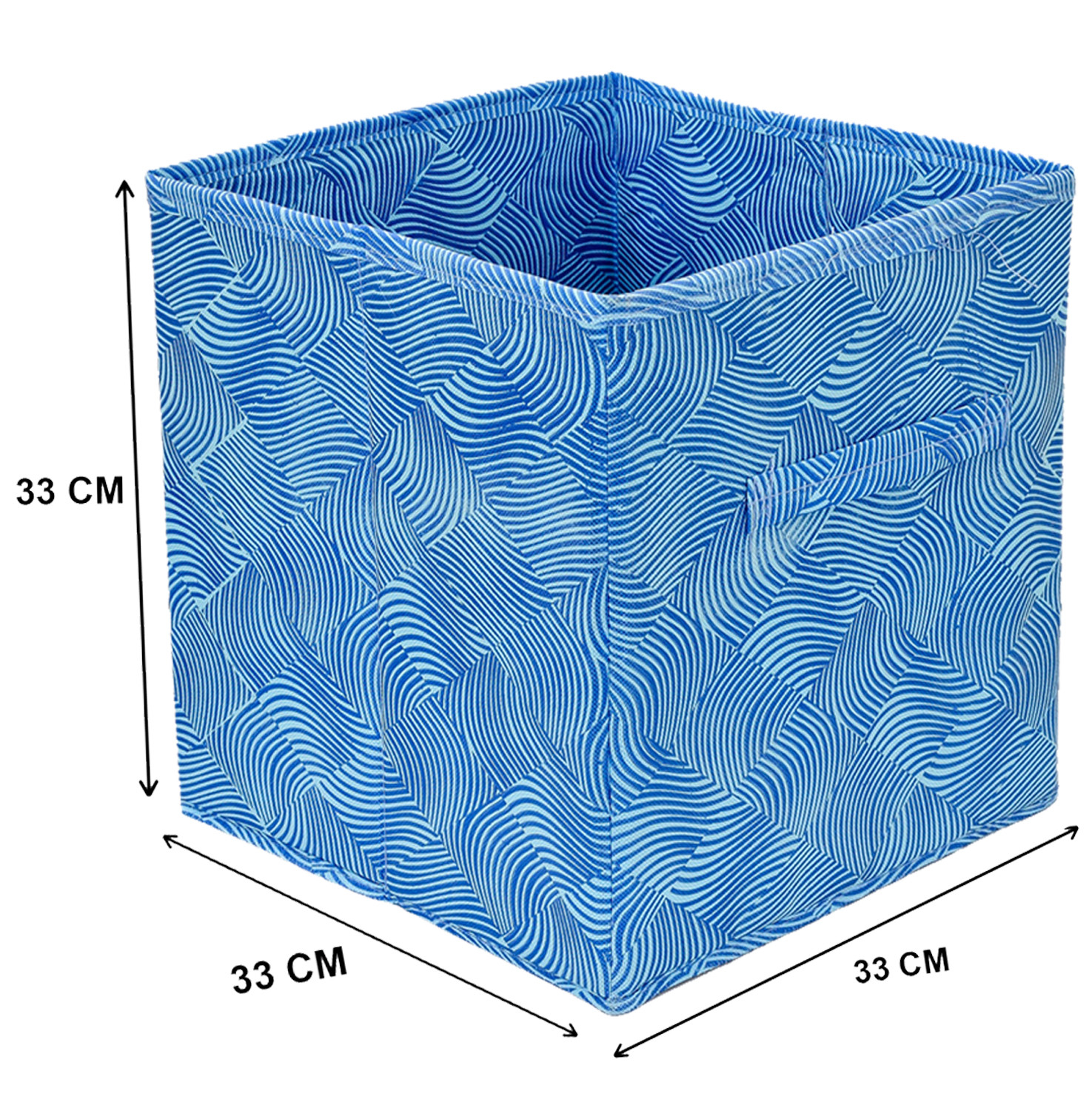 Kuber Industries Leheriya Print Non Woven Fabric Foldable Storage Cube Toy,Books,Shoes Storage Box With Handle,Extra Large (Blue)-KUBMART2089