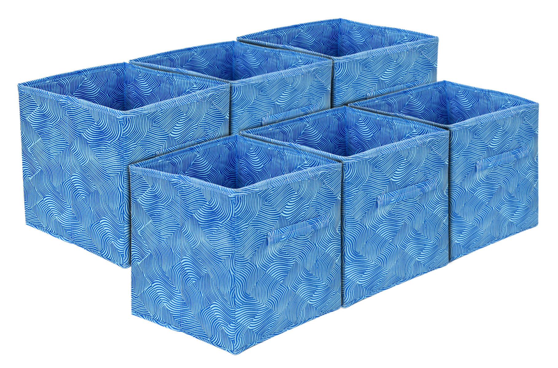 Kuber Industries Leheriya Print Non Woven Fabric Foldable Storage Cube Toy,Books,Shoes Storage Box With Handle,Extra Large (Blue)-KUBMART2089
