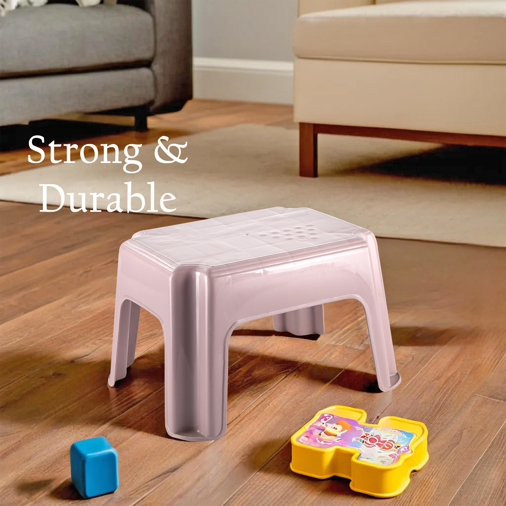 Kuber Industries Lightweight  Stackable Small Plastic Bath Stool for Bathrooms Kitchen  Home  Durable Senior Citizen  Adults Stool for Sitting  Arjun- Rose Pink