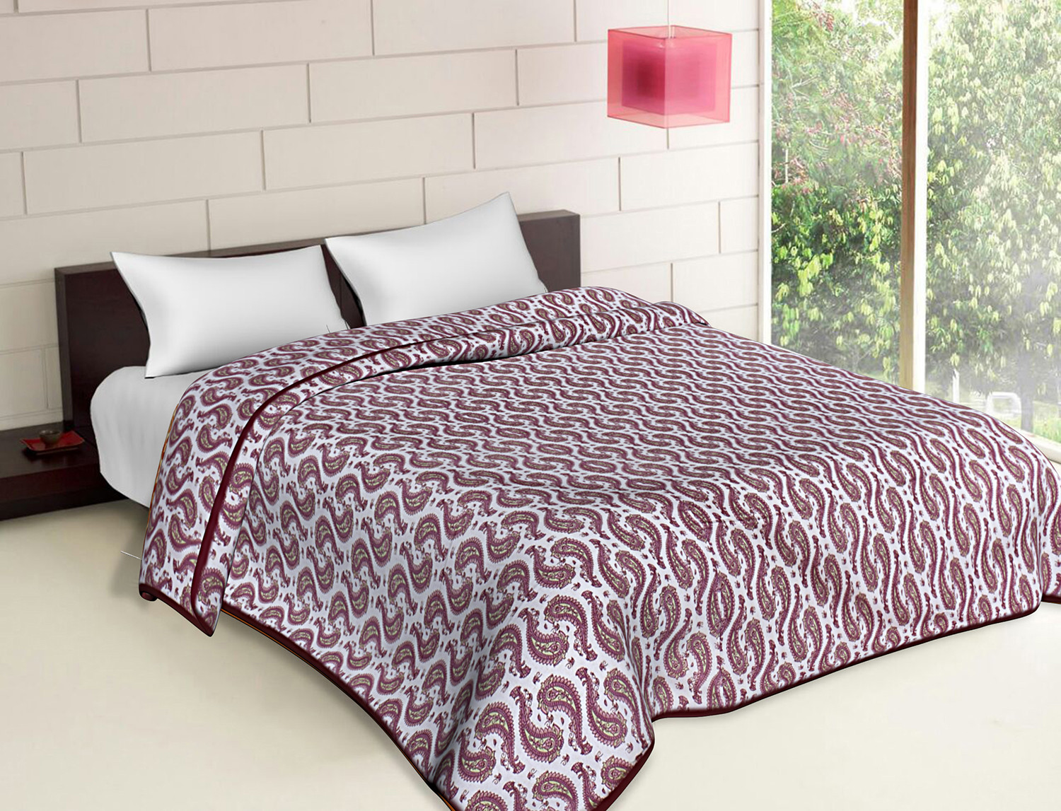 Kuber Industries Lightweight Carry Design Cotton Reversible Double Bed Dohar|AC Blanket For Home & Travelling (Pink)