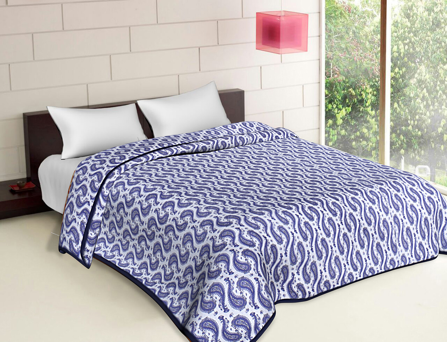 Kuber Industries Lightweight Carry Design Cotton Reversible Double Bed Dohar|AC Blanket For Home & Travelling (Purple)