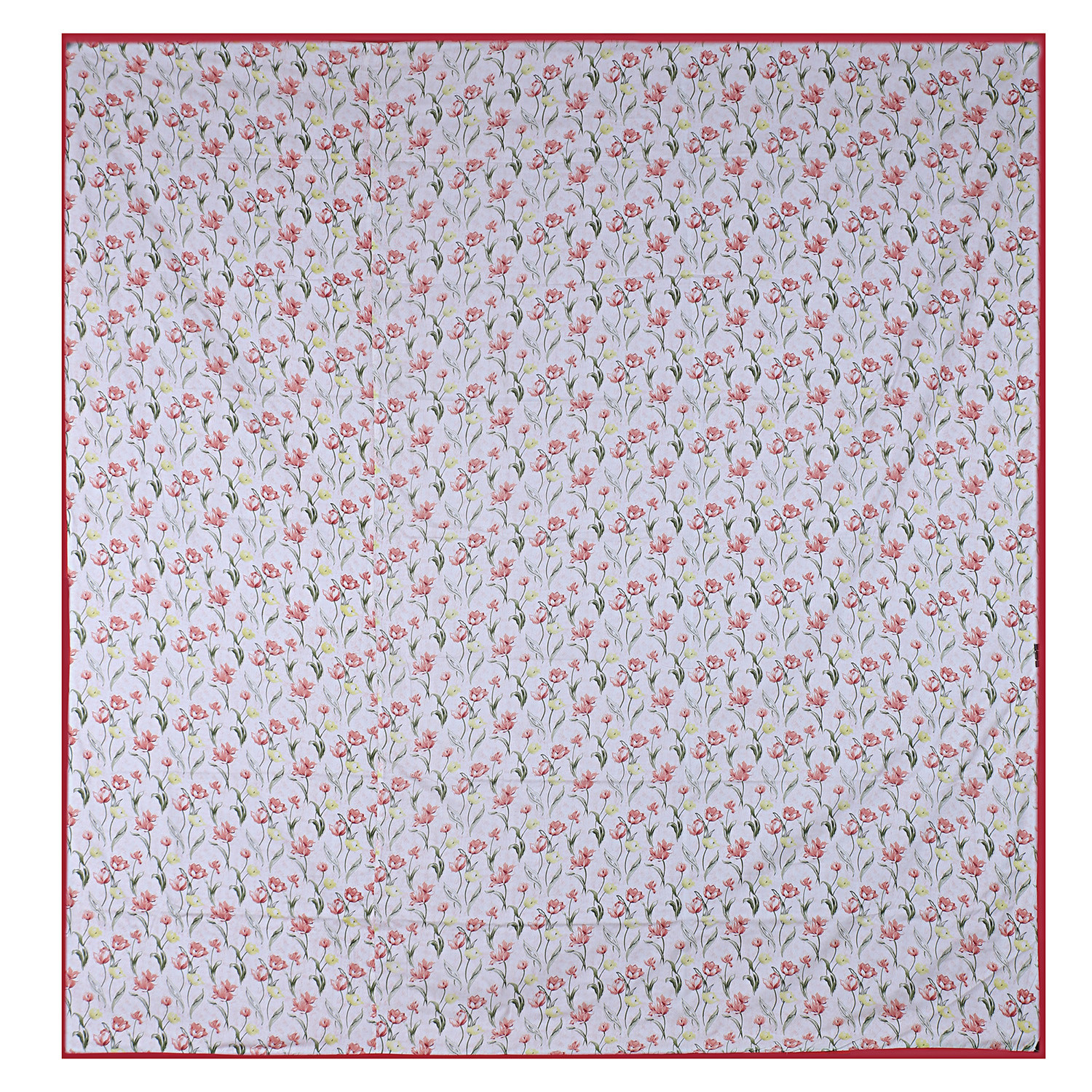 Kuber Industries Lightweight Floral Design Cotton Reversible Double Bed Dohar|AC Blanket For Home & Travelling (Red)