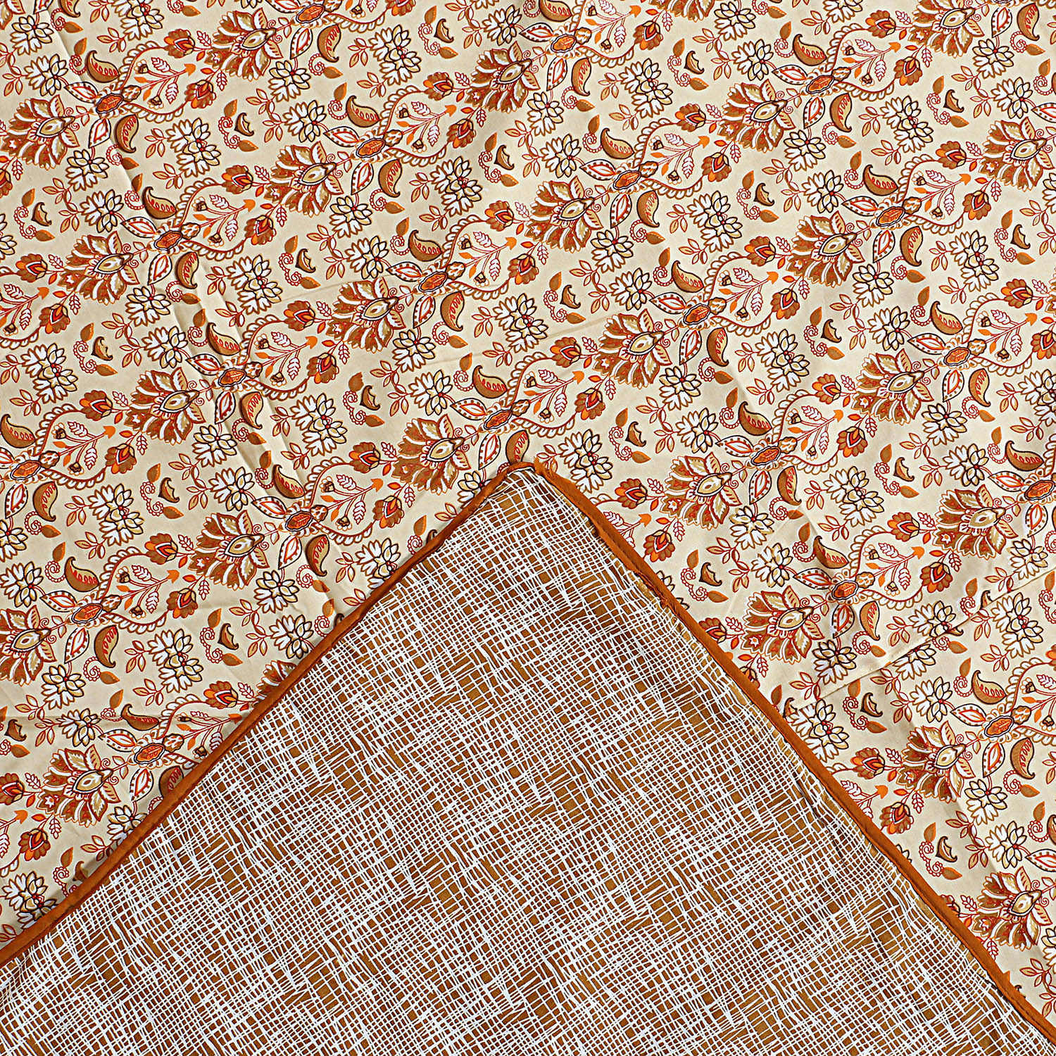 Kuber Industries Lightweight Paisley Design Cotton Reversible Double Bed Dohar|AC Blanket For Home & Travelling (Cream)