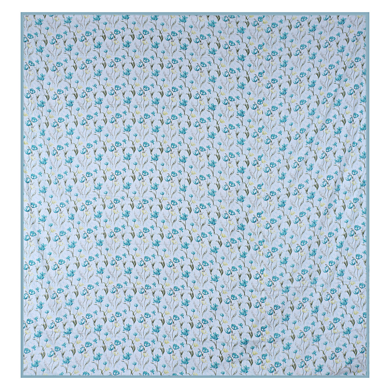 Kuber Industries Lightweight Tropical Plant Design Cotton Reversible Double Bed Dohar|AC Blanket For Home & Travelling (Sky Blue)