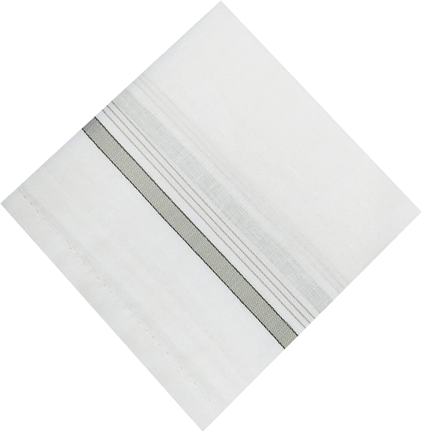 Kuber Industries Lining Design 100% Cotton Premium Collection HAndkerchiefs Hanky For Men,(White)