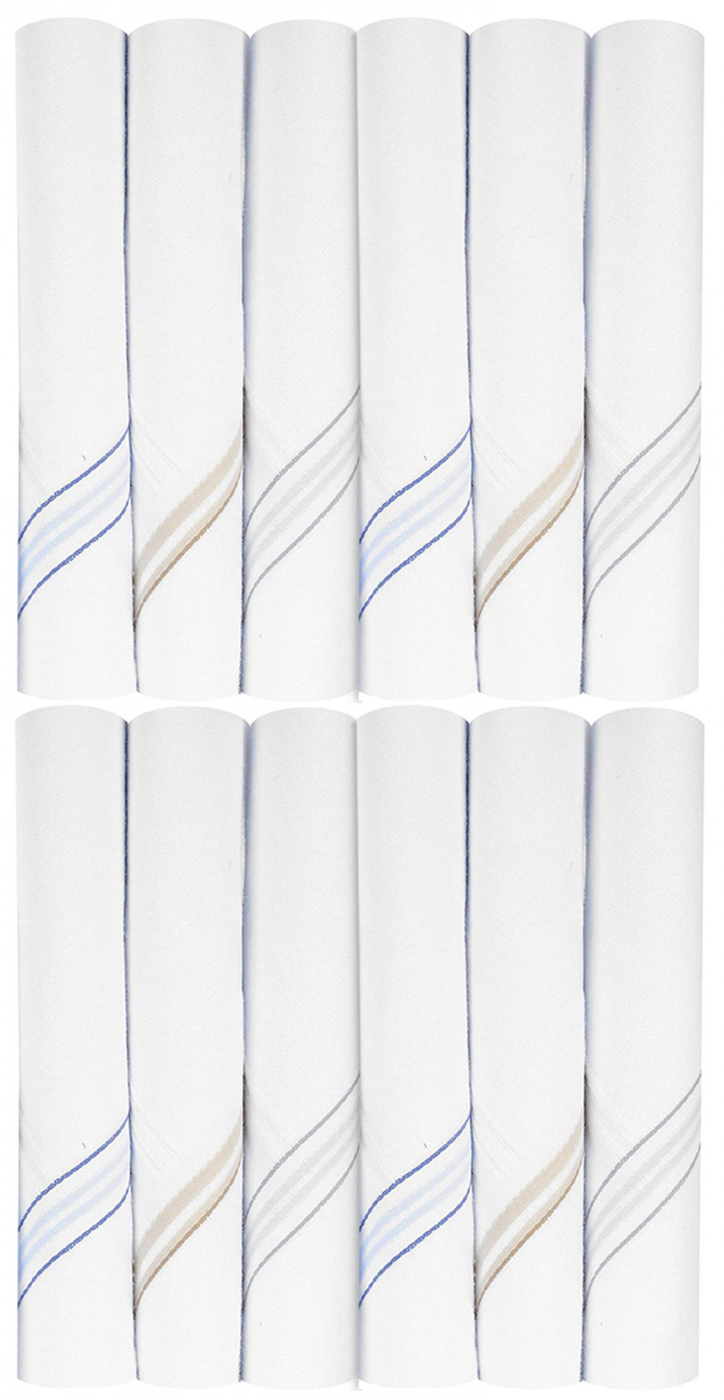 Kuber Industries Lining Design 100% Cotton Premium Collection HAndkerchiefs Hanky For Men,(White)