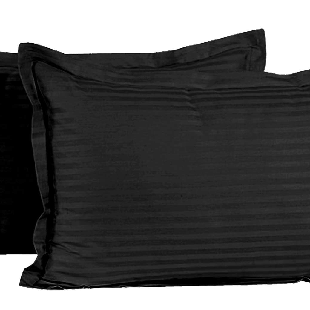 Kuber Industries Lining Design Breathable & Soft Cotton Pillow Cover/Protector/Case- 18x28 Inch,(Black)-HS43KUBMART26773