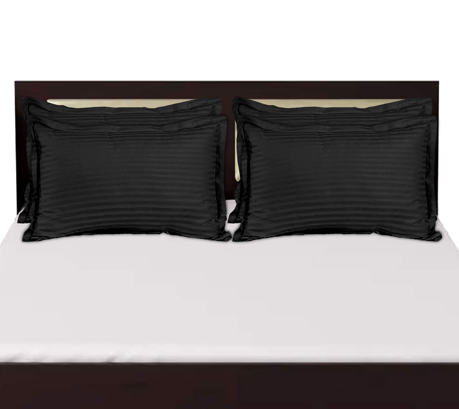 Kuber Industries Lining Design Breathable & Soft Cotton Pillow Cover/Protector/Case- 18x28 Inch,(Black)-HS43KUBMART26773
