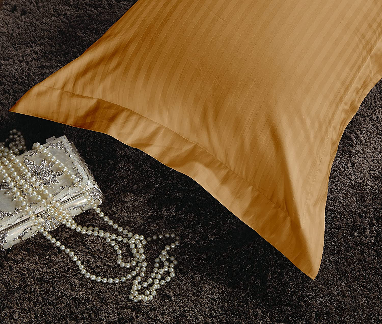 Kuber Industries Lining Design Breathable & Soft Cotton Pillow Cover/Protector/Case- 18x28 Inch,(Coffee)-HS43KUBMART26761