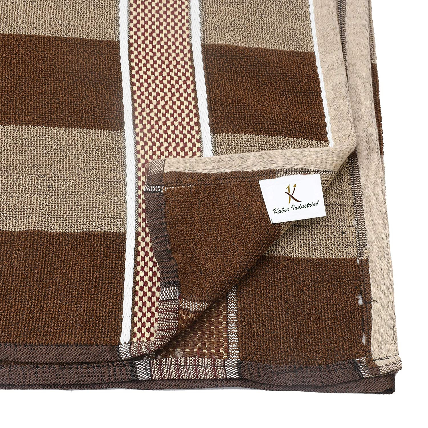 Kuber Industries Lining Design Luxurious, Soft Cotton Bath Towel With Check Border, 30