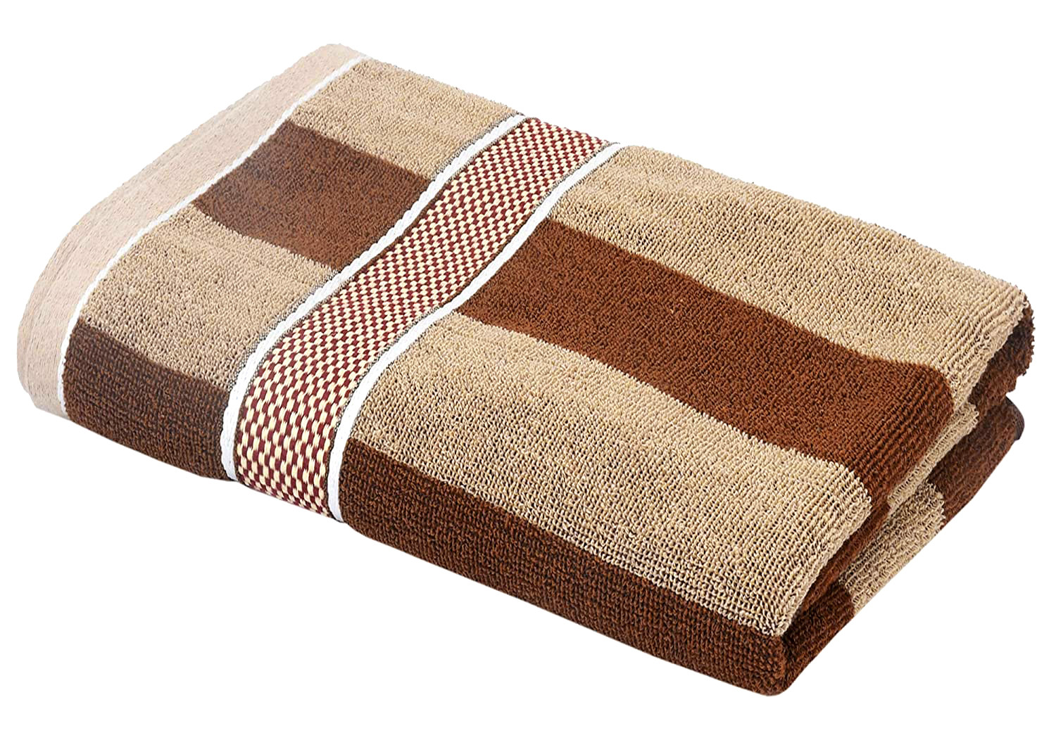Kuber Industries Lining Design Luxurious, Soft Cotton Bath Towel With Check Border, 30