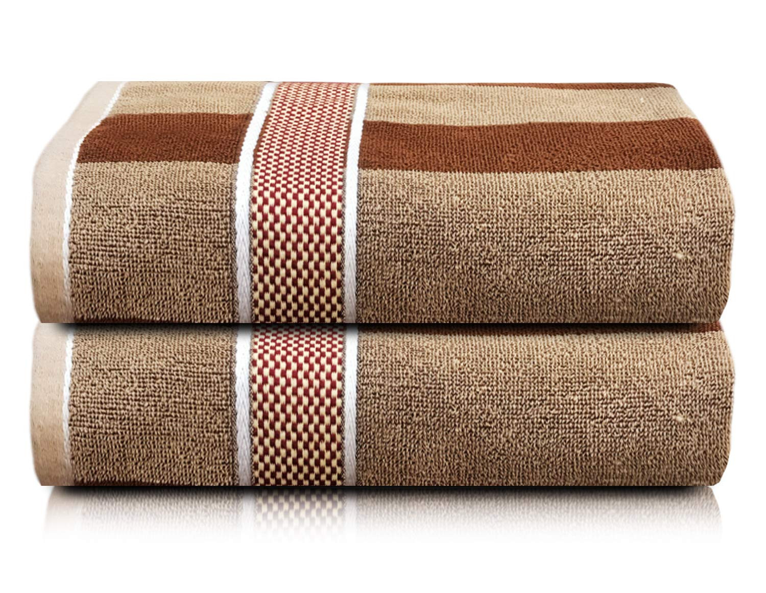 Kuber Industries Lining Design Luxurious, Soft Cotton Bath Towel With Check Border, 30