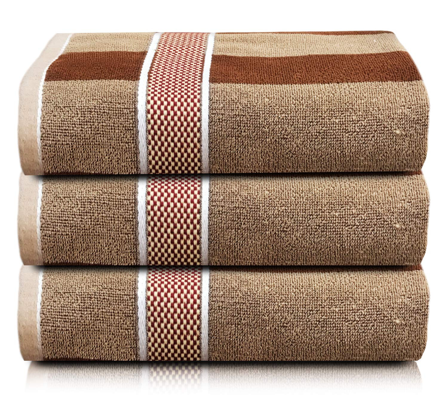 Kuber Industries Lining Design Luxurious, Soft Cotton Bath Towel With Check Border, 30