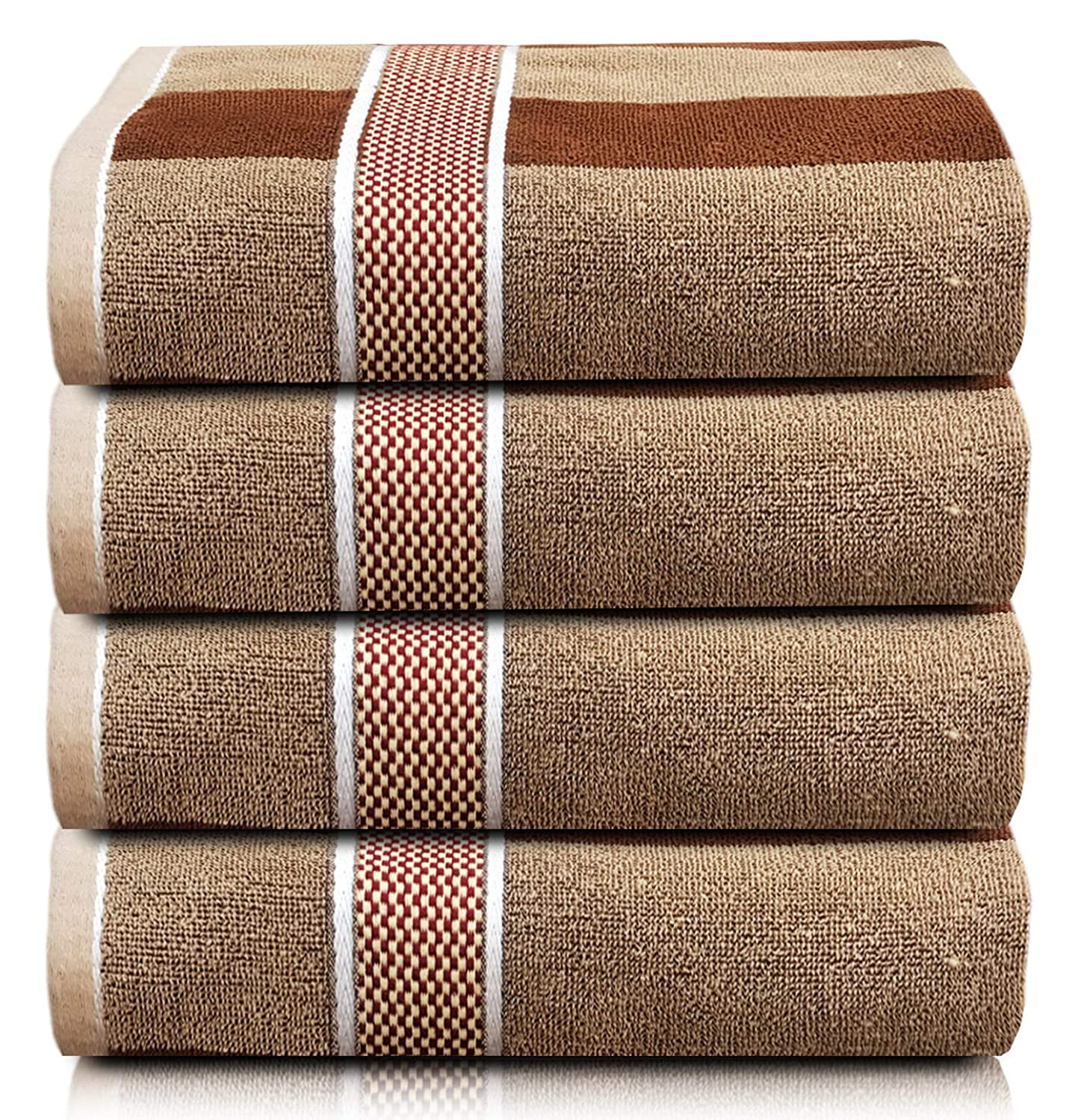Kuber Industries Lining Design Luxurious, Soft Cotton Bath Towel With Check Border, 30