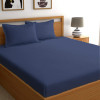 Kuber Industries Lining Design Soft Cotton Double Bedsheet With 2 Pillow Covers, 90&quot;x100&quot; (Blue)