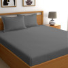 Kuber Industries Lining Design Soft Cotton Double Bedsheet With 2 Pillow Covers, 90&quot;x100&quot; (Grey)