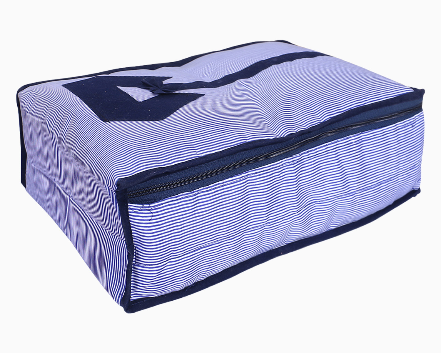 Kuber Industries Lining Print Cotton Shirt Cover/Clothing Organizer/Wardrobe Organizer With Window For Home, Traveling (Blue)